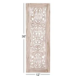Clearance Kirklands Home Cream Distressed Carved Floral Wall Plaque