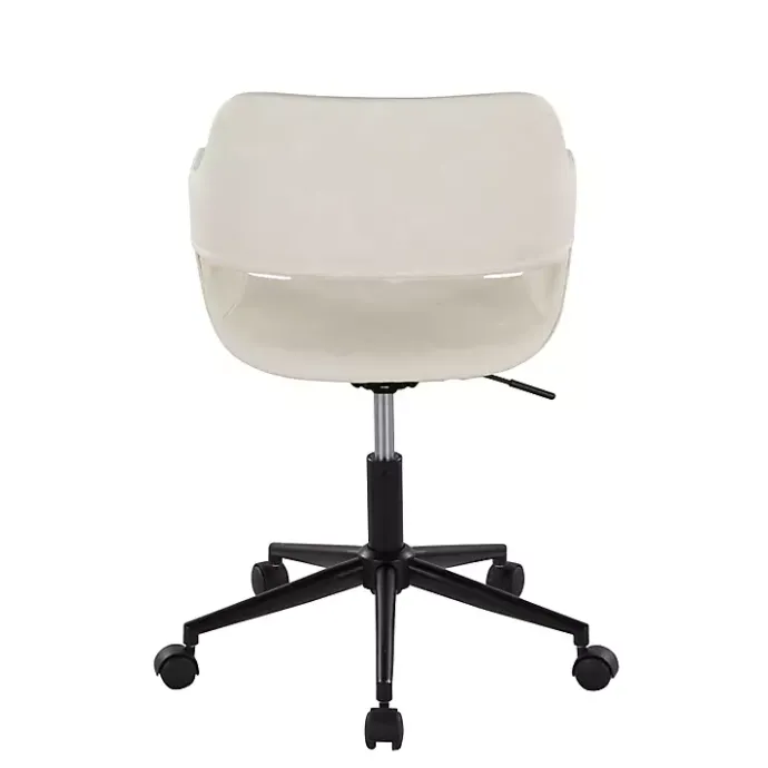 Kirklands Home Cream Faux Leather & Black Marshall Office Chair White