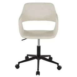 Kirklands Home Cream Faux Leather & Black Marshall Office Chair White