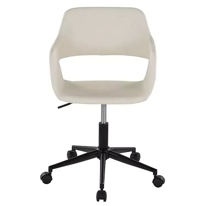 Kirklands Home Cream Faux Leather & Black Marshall Office Chair White