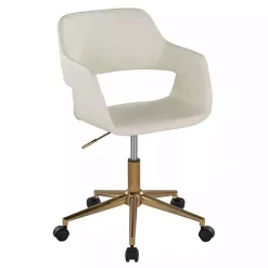 Online Kirklands Home Cream Faux Leather & Gold Marshall Office Chair White
