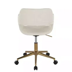 Online Kirklands Home Cream Faux Leather & Gold Marshall Office Chair White