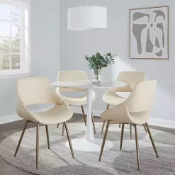 Online Kirklands Home Cream Faux Leather Scooped Accent Chairs, Set of 2 White
