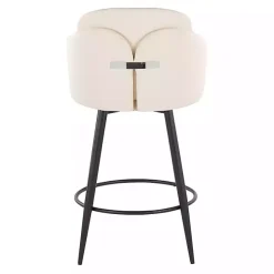 Kirklands Home Cream Faux Leather Swivel Counter Stools, Set of 2 White