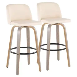 Online Kirklands Home Cream Faux Leather Torino Bar Stools, Set of 2 Ivory