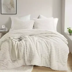 New Kirklands Home Cream Fluffy Ribbed 2-pc. Twin Comforter Set Ivory