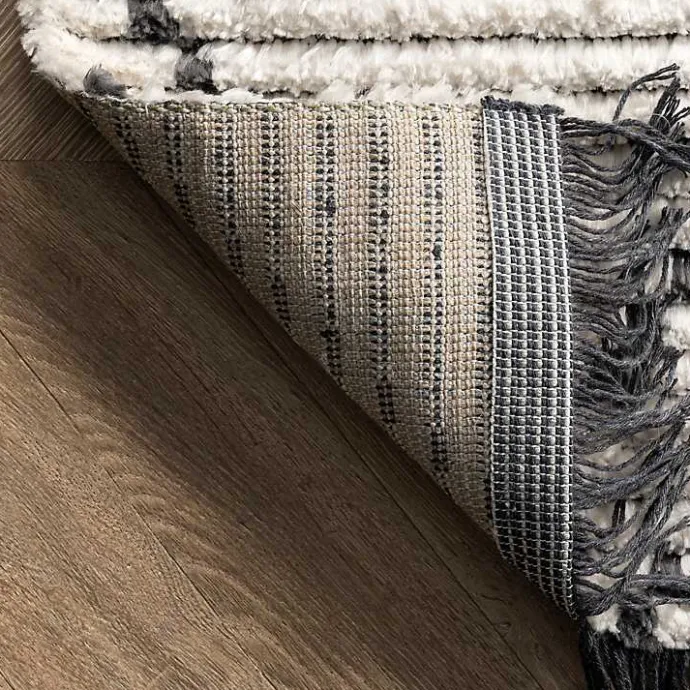 Clearance Kirklands Home Cream Geometric Diamonds Fringed Area Rug, 7x10