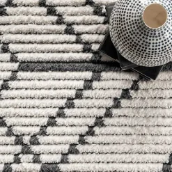Clearance Kirklands Home Cream Geometric Diamonds Fringed Area Rug, 7x10