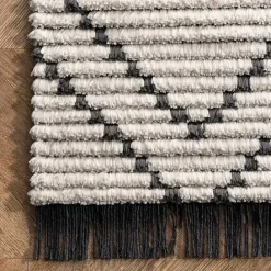 Clearance Kirklands Home Cream Geometric Diamonds Fringed Area Rug, 7x10