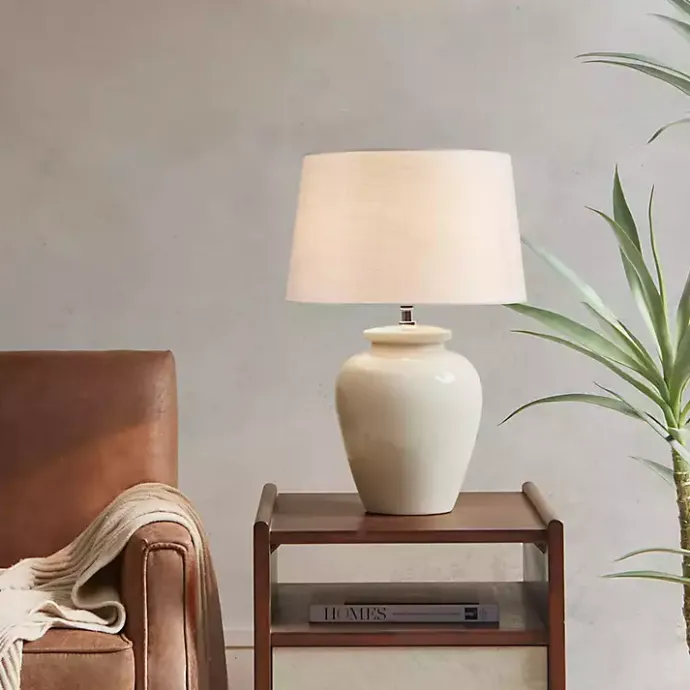 Best Kirklands Home Cream Glazed Ceramic Anzio Table Lamp White