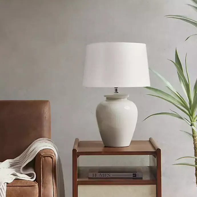 Best Kirklands Home Cream Glazed Ceramic Anzio Table Lamp White