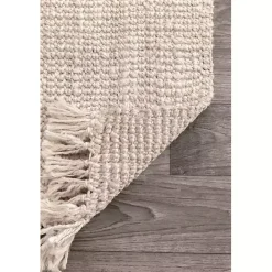 Kirklands Home Cream Hand Woven Looped Jute Area Rug, 5x7 Ivory