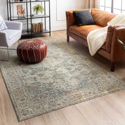 Kirklands Home Cream Hartley Medallion Area Rug, 6x9 Ivory