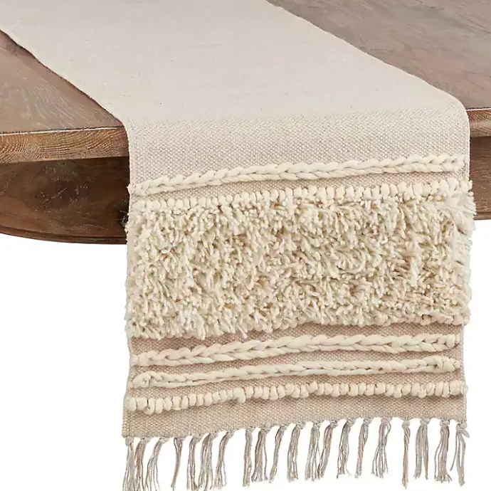 Online Kirklands Home Cream Knotted Cotton Table Runner Ivory
