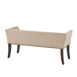 New Kirklands Home Cream Low Back Flared Arms Bench Ivory