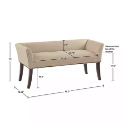 New Kirklands Home Cream Low Back Flared Arms Bench Ivory