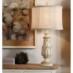 New Kirklands Home Cream Mackinaw Table Lamp Ivory