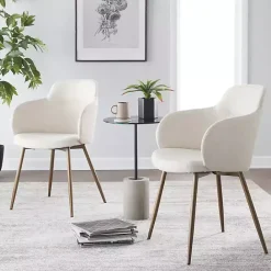 Kirklands Home Cream Modern Accent Chairs, Set of 2 White