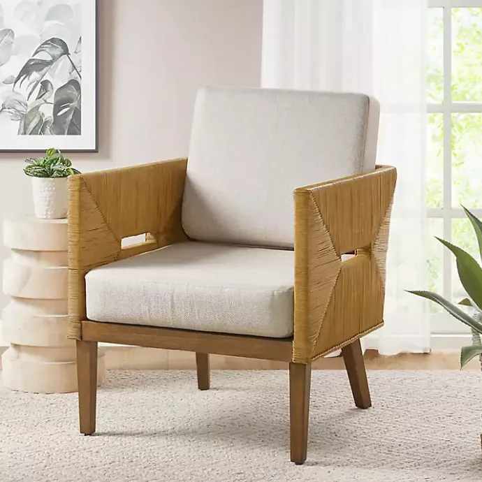 Online Kirklands Home Cream Natural Rattan Accent Chair White