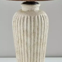 Clearance Kirklands Home Cream Ribbed Ceramic Shade Table Lamp Brown