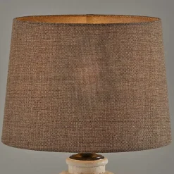 Clearance Kirklands Home Cream Ribbed Ceramic Shade Table Lamp Brown