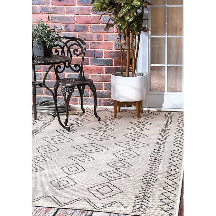 Clearance Kirklands Home Cream Serna Tribal Outdoor Area Rug, 5x7