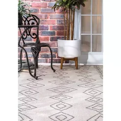 Clearance Kirklands Home Cream Serna Tribal Outdoor Area Rug, 5x7