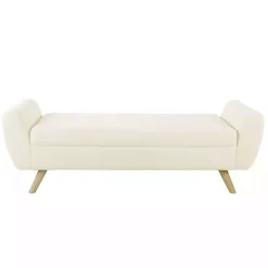 Sale Kirklands Home Cream Sherpa and Wood Storage Bench Ivory