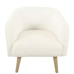 Discount Kirklands Home Cream Sherpa Upholstered Barrel Accent Chair Ivory