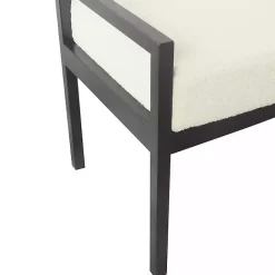 Clearance Kirklands Home Cream Sherpa Upholstered Metal Bench Ivory