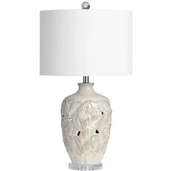 Online Kirklands Home Cream Silver Ceramic Leaf Cutout Table Lamp White