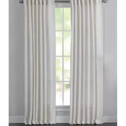 Clearance Kirklands Home Cream Solid Pleated Single Curtain Panel, 84 in. White