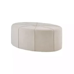 New Kirklands Home Cream Thick Welting Center Button Oval Ottoman Ivory