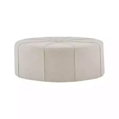 New Kirklands Home Cream Thick Welting Center Button Oval Ottoman Ivory