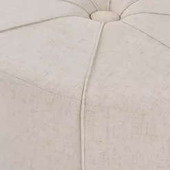 New Kirklands Home Cream Thick Welting Center Button Oval Ottoman Ivory