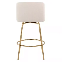New Kirklands Home Cream Torino Gold Leg Counter Stools, Set of 2 Ivory