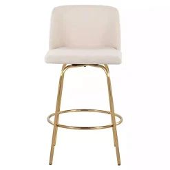 New Kirklands Home Cream Torino Gold Leg Counter Stools, Set of 2 Ivory