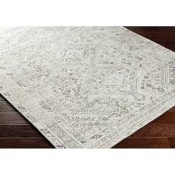 Hot Kirklands Home Cream Traditional Washable Area Rug, 5x7 Ivory