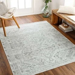 Outlet Kirklands Home Cream Traditional Washable Area Rug, 6x9 Ivory