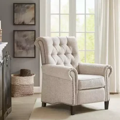 Online Kirklands Home Cream Tufted Back Nailhead Trim Recliner Armchair Ivory