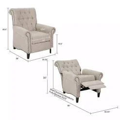Online Kirklands Home Cream Tufted Back Nailhead Trim Recliner Armchair Ivory