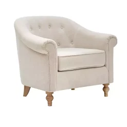 Outlet Kirklands Home Cream Tufted Farmhouse Accent Chair White