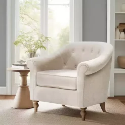 Outlet Kirklands Home Cream Tufted Farmhouse Accent Chair White