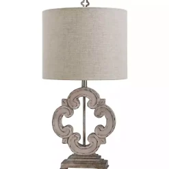 Outlet Kirklands Home Cream Tuscany Sculptured Base Table Lamp White
