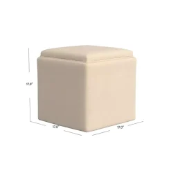 Outlet Kirklands Home Cream Upholstered Storage Ottoman with Tray Top White