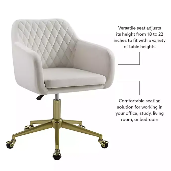 Online Kirklands Home Cream Upholstered Tufted Swivel Office Chair Ivory