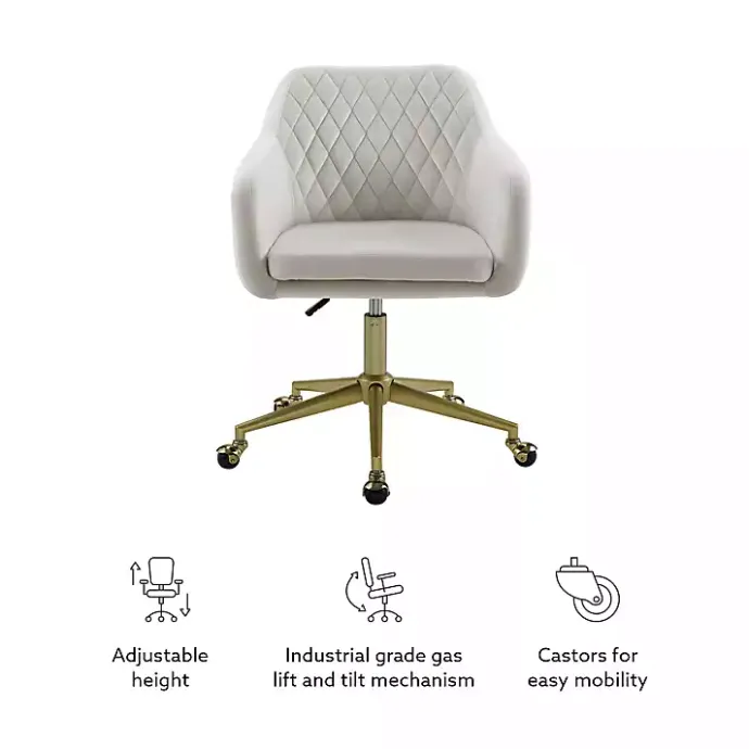 Online Kirklands Home Cream Upholstered Tufted Swivel Office Chair Ivory
