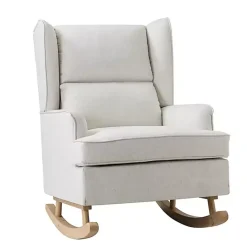 Clearance Kirklands Home Cream Upholstered Wingback Rocking Chair Ivory
