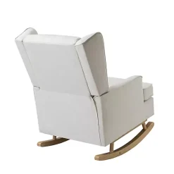 Clearance Kirklands Home Cream Upholstered Wingback Rocking Chair Ivory