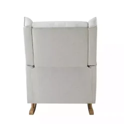 Clearance Kirklands Home Cream Upholstered Wingback Rocking Chair Ivory